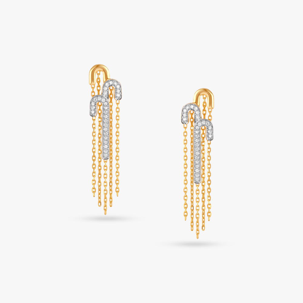 Curve Cascade Diamond Drop Earrings