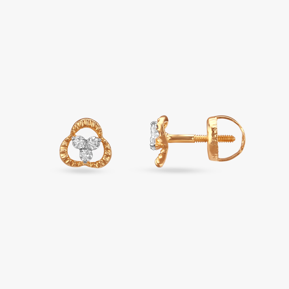 

Tiny Trio Diamond Stud Earrings For Kids