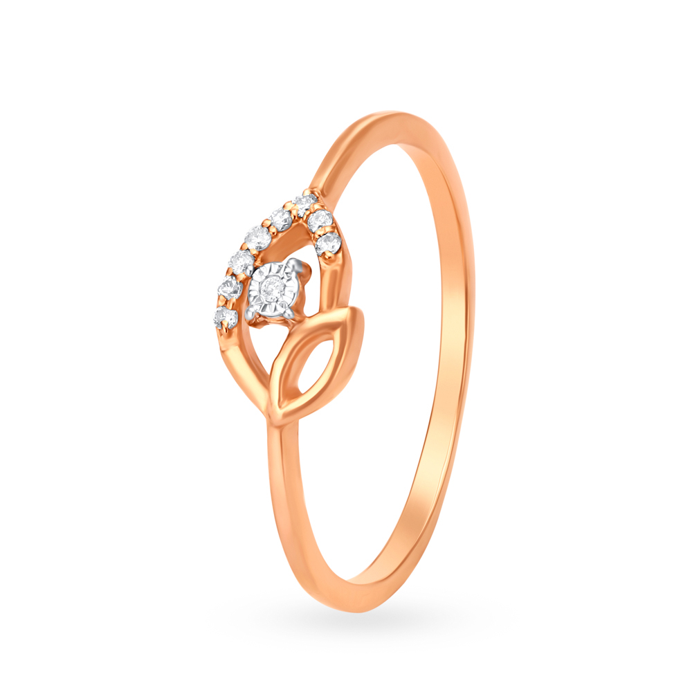 Whispering Leaf Diamond Ring