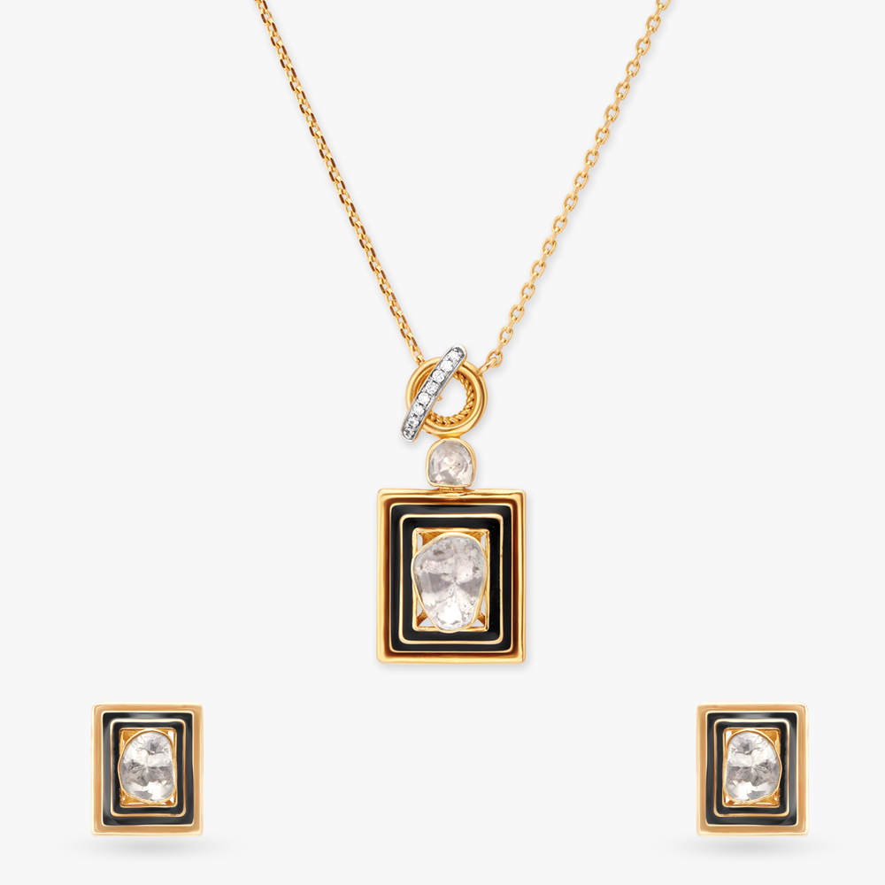 

Timeless Diamond Pendant with Chain and Earrings Set