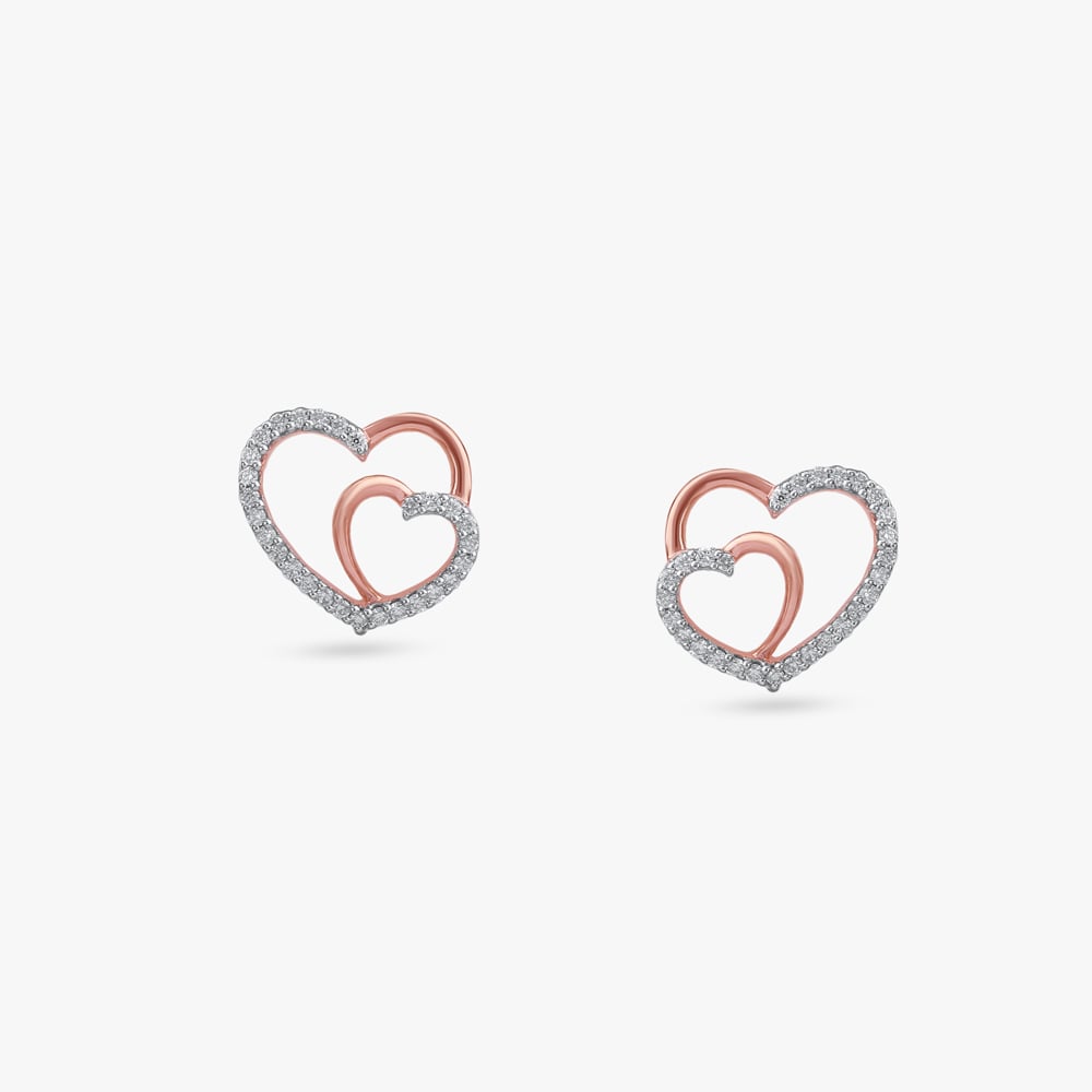 Entwined Heart Diamond Stud Earrings