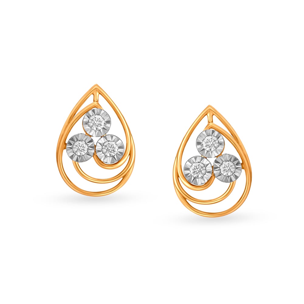 Teardrop Diamond Stud Earrings