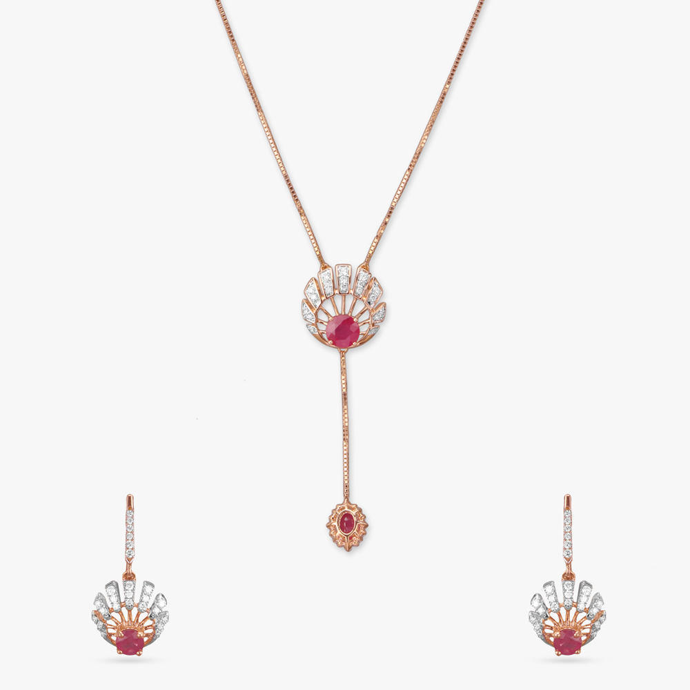 

Timeless Rays Diamond Pendant with Chain and Earrings Set