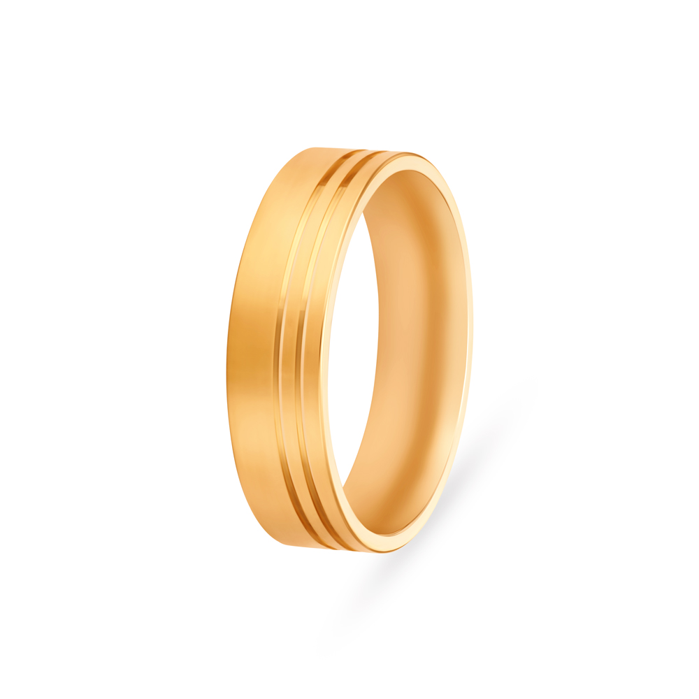 Classy Yellow and White Gold Ridged Finger Ring