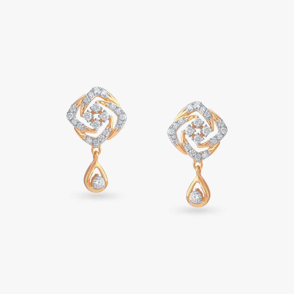 Twinkle Knot Diamond Drop Earrings