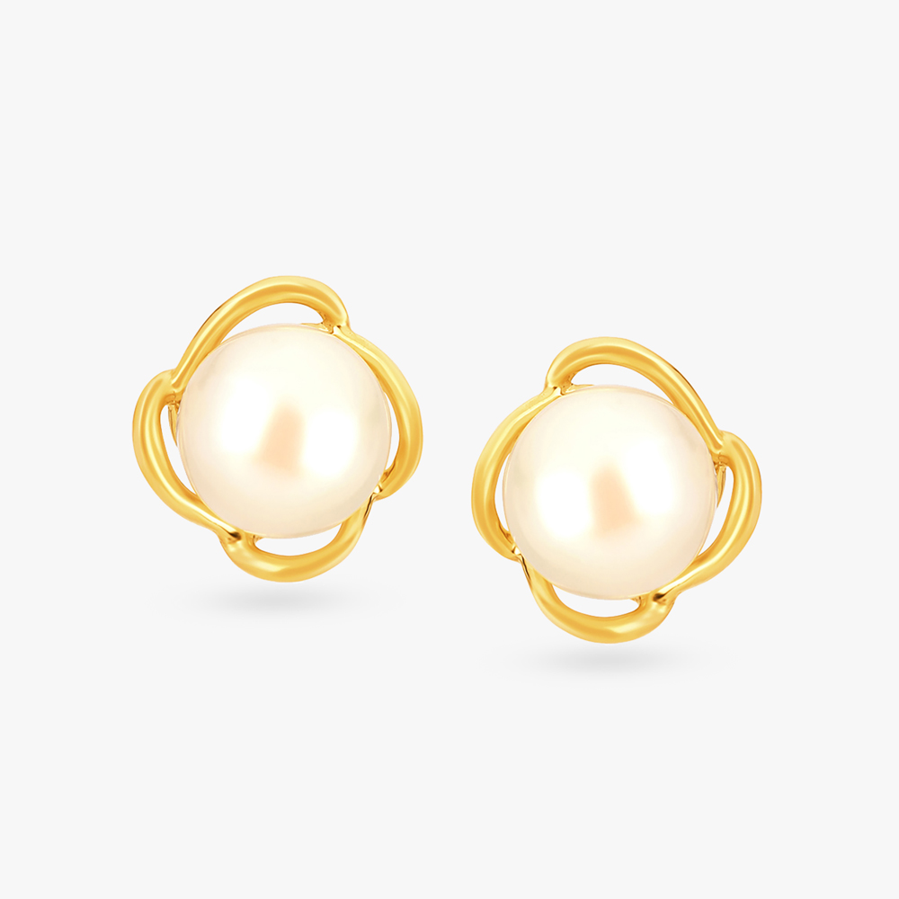 Glorious Pearls and Gold Stud Earrings