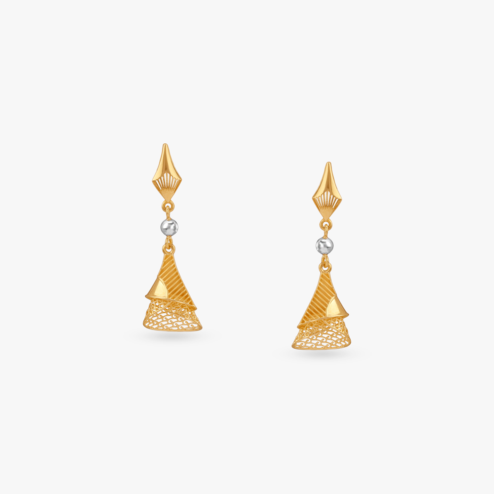 Cone Cascade Gold Drop Earrings