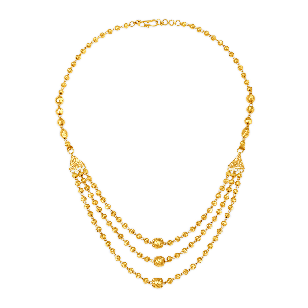 Cascading Yellow Gold Triple Etched Orb Chain