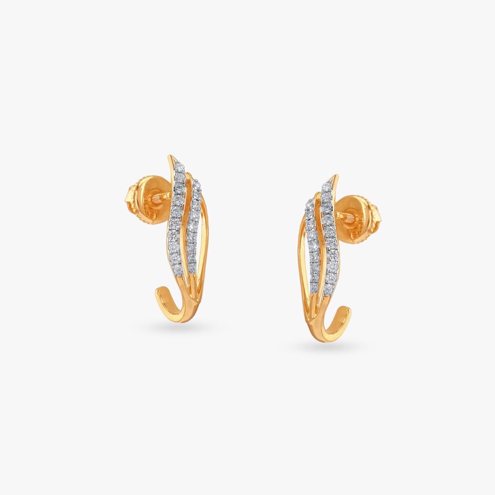 Graceful Curve Diamond Stud Earrings