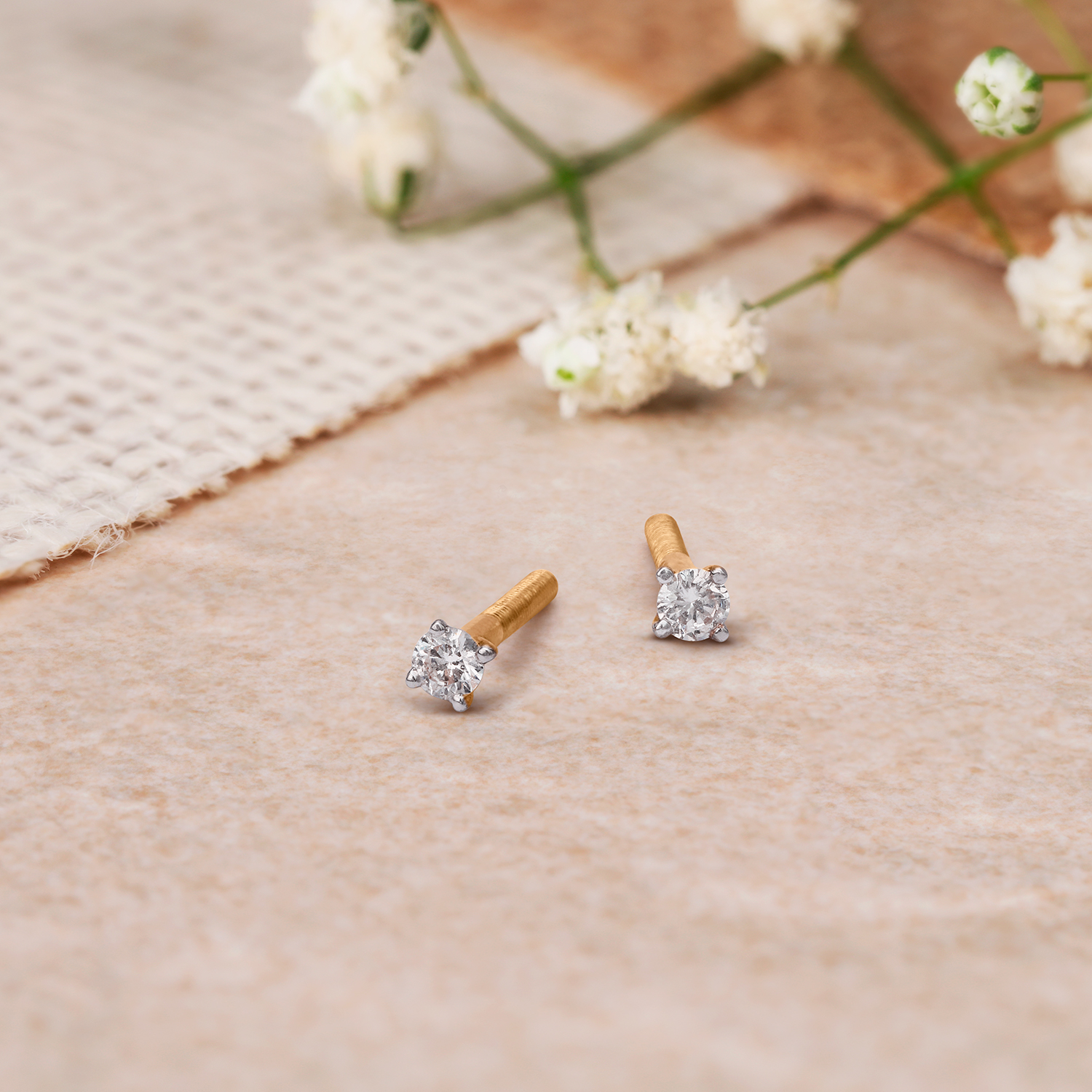 Petite Round Diamond Stud Earrings