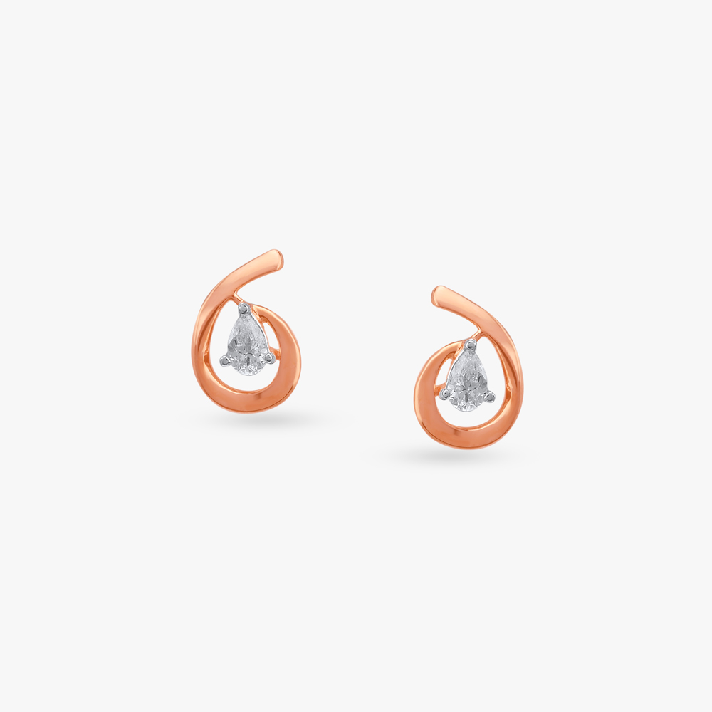 Gilded Teardrop Diamond Stud Earrings