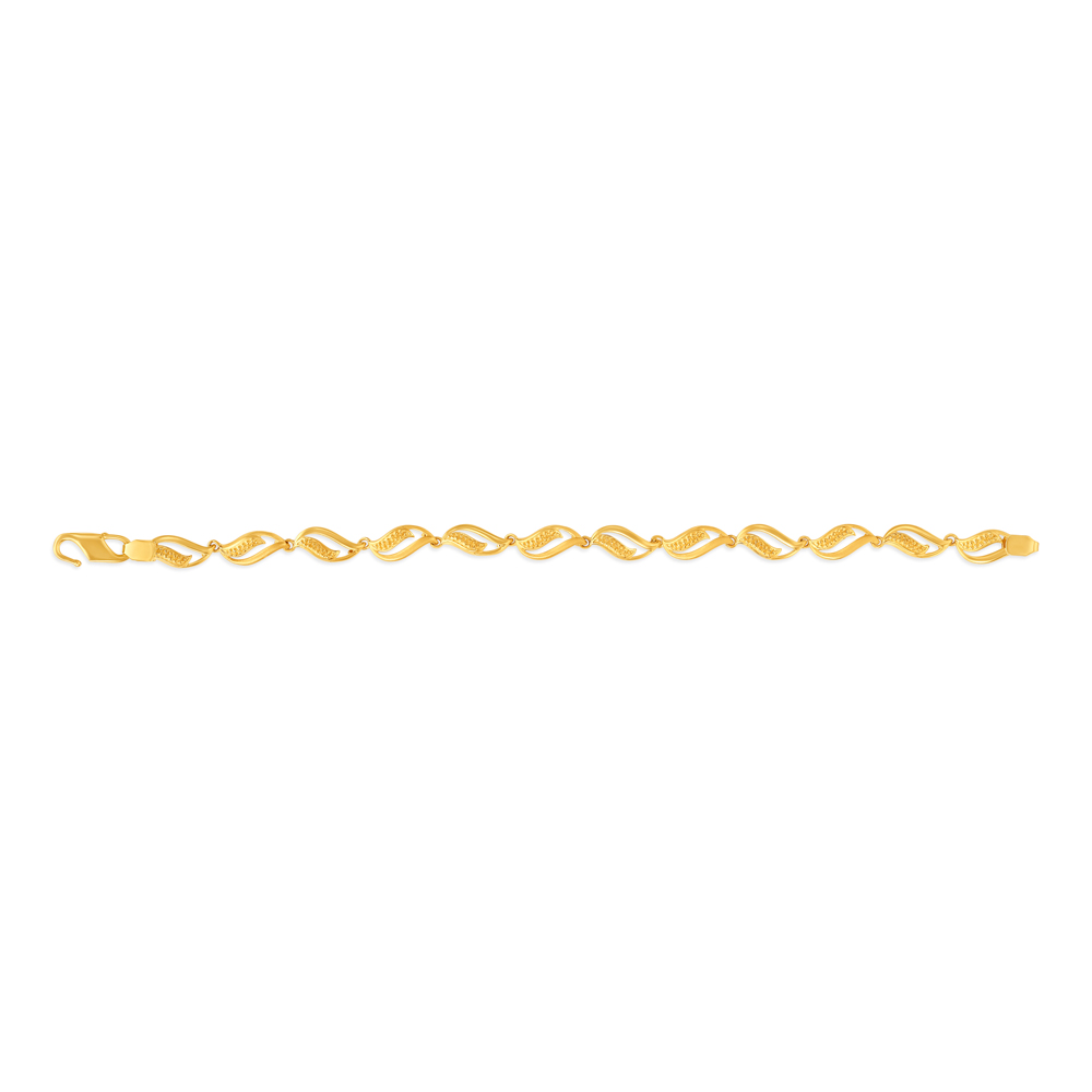 Gorgeous Yellow Gold Carved Leaf Chain Bracelet