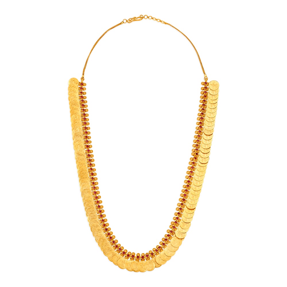 Traditional Ruby Embellished Gold Haram