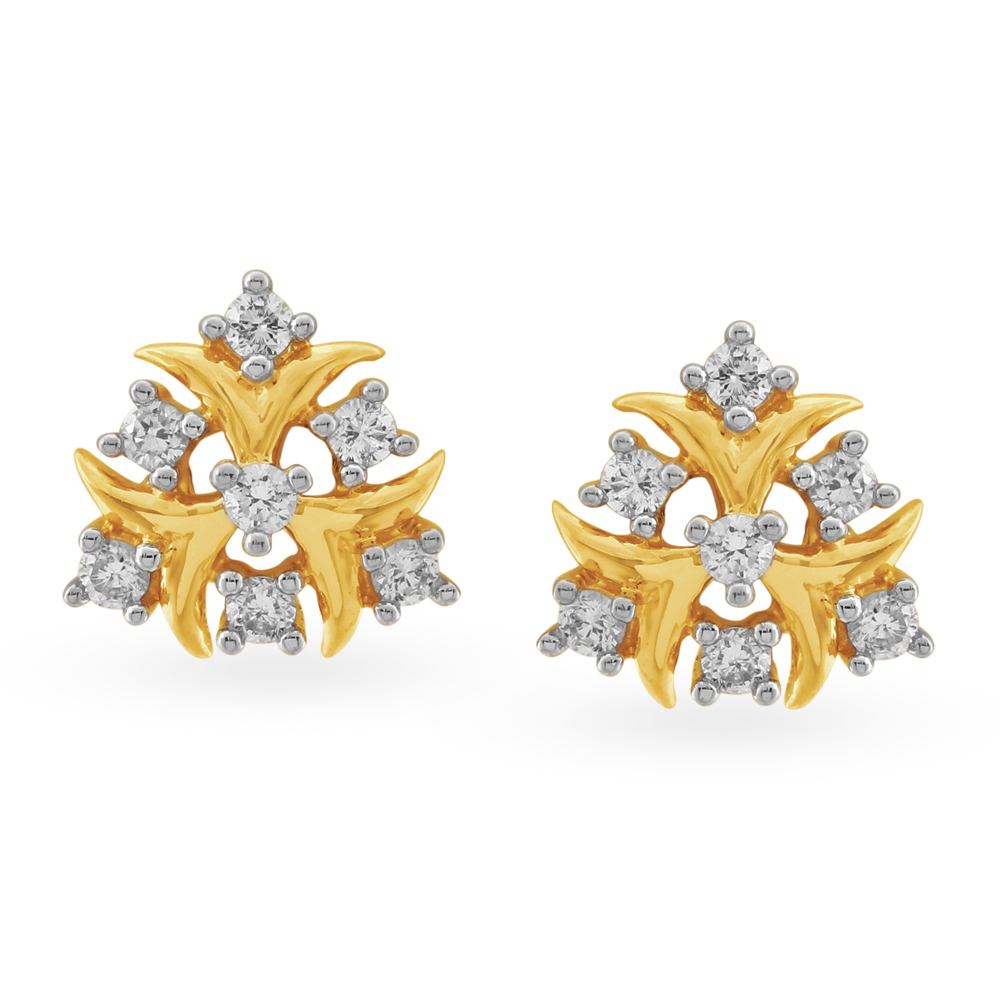 

Floral Geometric Diamond Stud Earrings