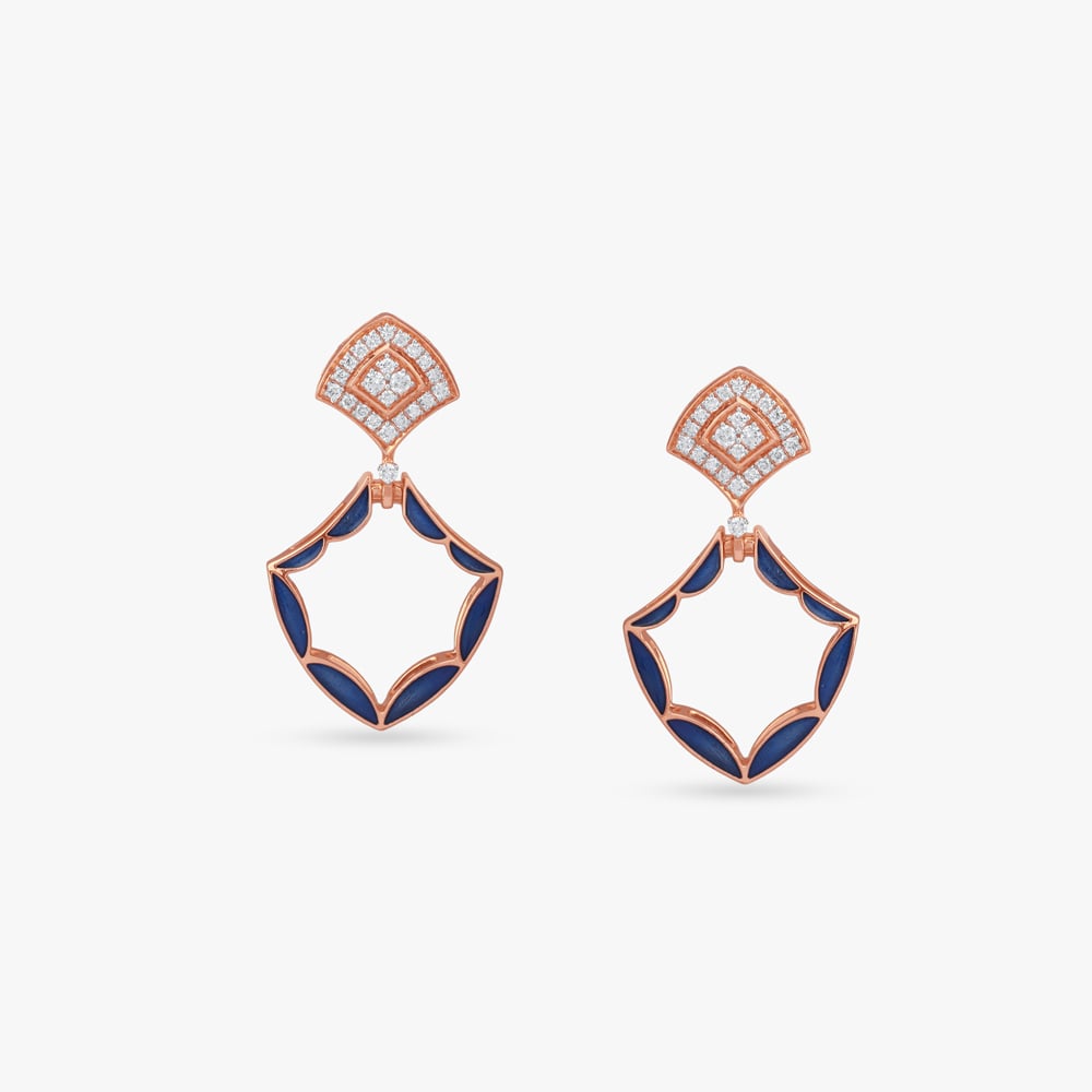 Versatile Enamel Diamond Drop Earrings