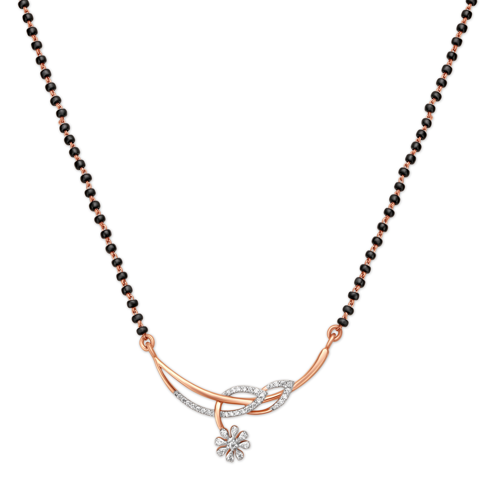 Voguish Floral Motif Diamond Mangalsutra