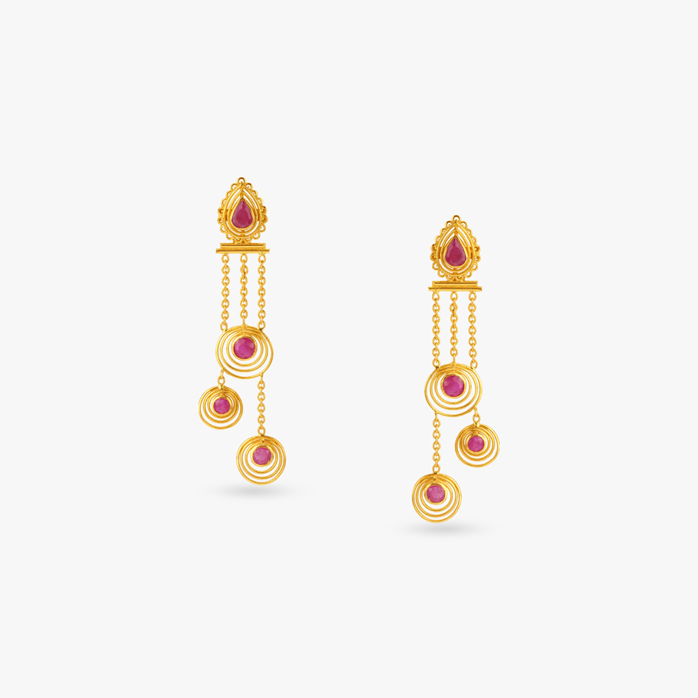 Orbit Gleam Ruby Drop Earrings