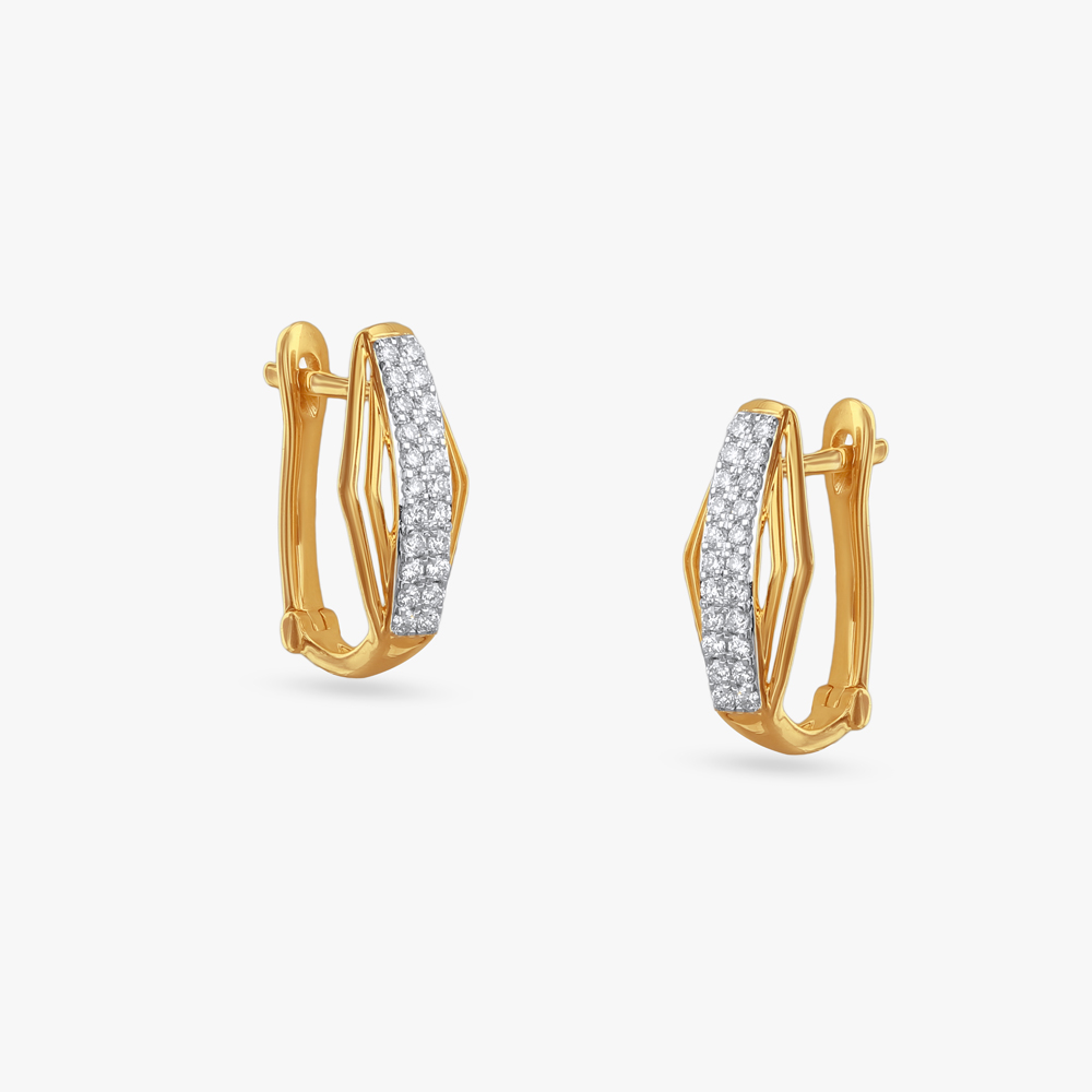 Sculpted Charm Diamond Hoop Earrings