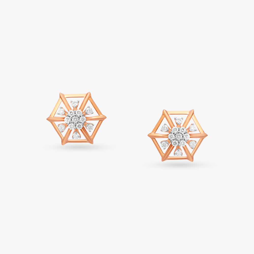 Octagon Diamond Stud Earrings