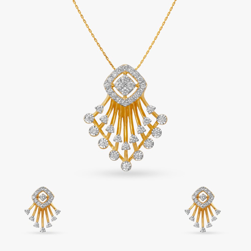 Trail Glam Diamond Pendant and Earrings Set