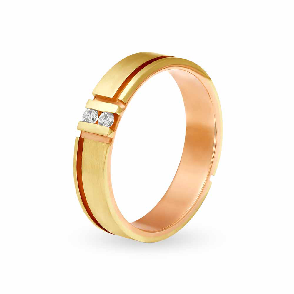 Twin Tone Diamond Men's Finger Ring