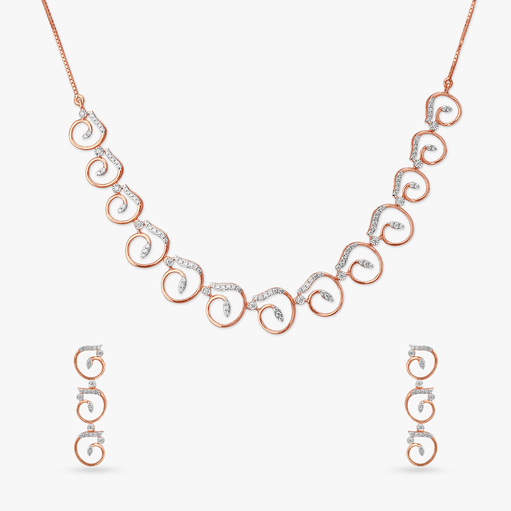 Swirl Charm Diamond Necklace Set