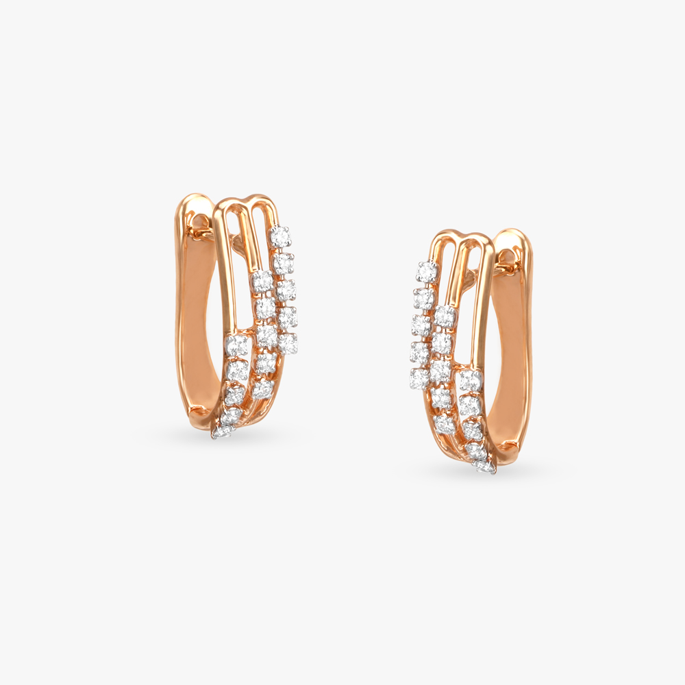 Triple Sparkle Diamond Hoop Earrings