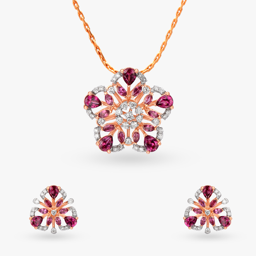 Twinkling Diamond Pendant and Earrings Set