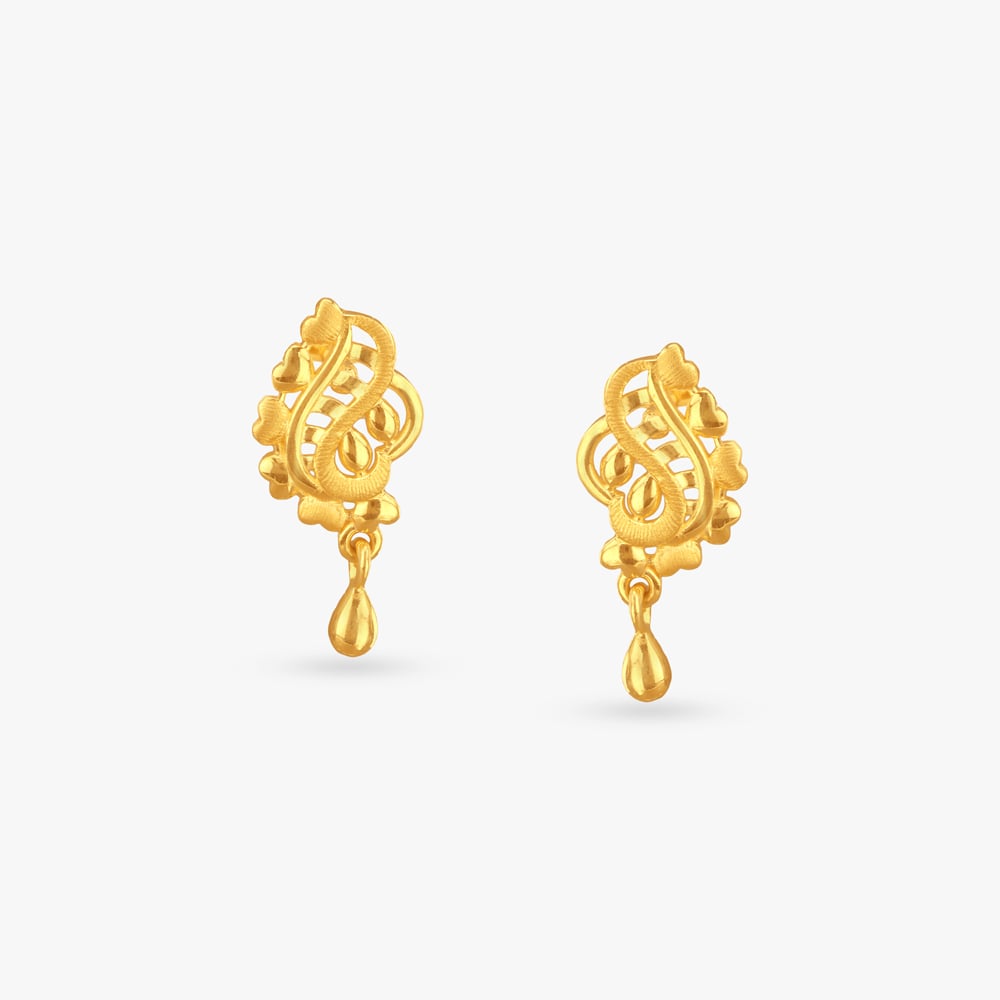Paisley Teardrop Gold Drop Earrings