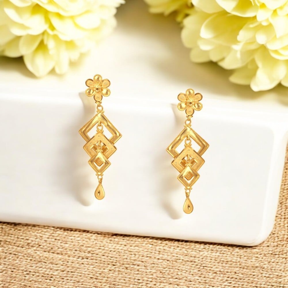 Sunset Squares Gold Drop Earrings