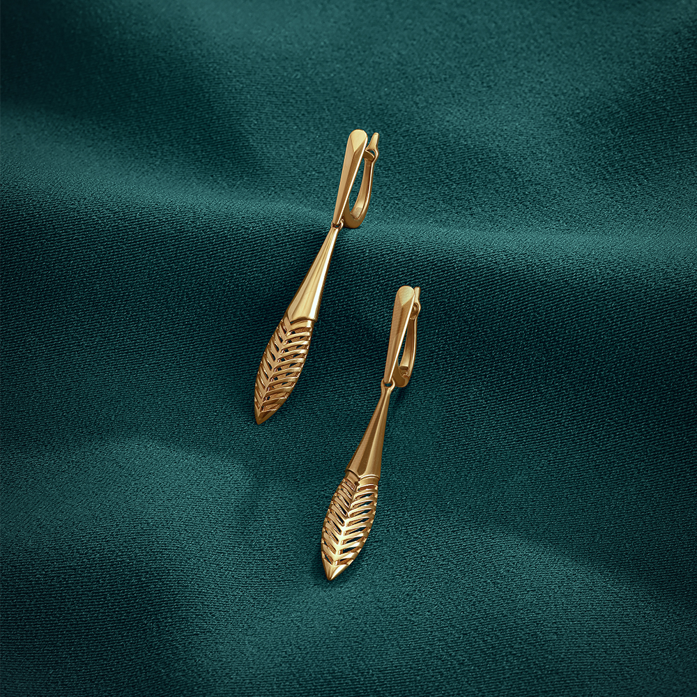 Leafy Elegance Gold Hoop Earrings