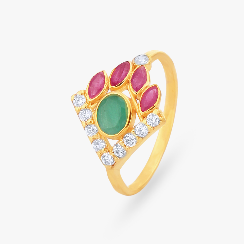 Artistic Rhombus Gold Finger Ring