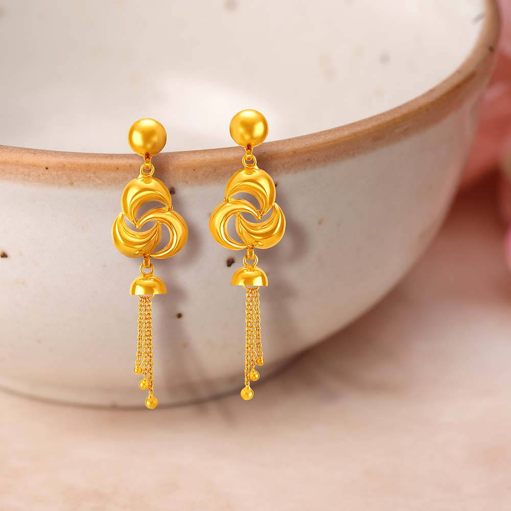 Eclectic 22 Karat Yellow Gold Hanging Crescent Drops