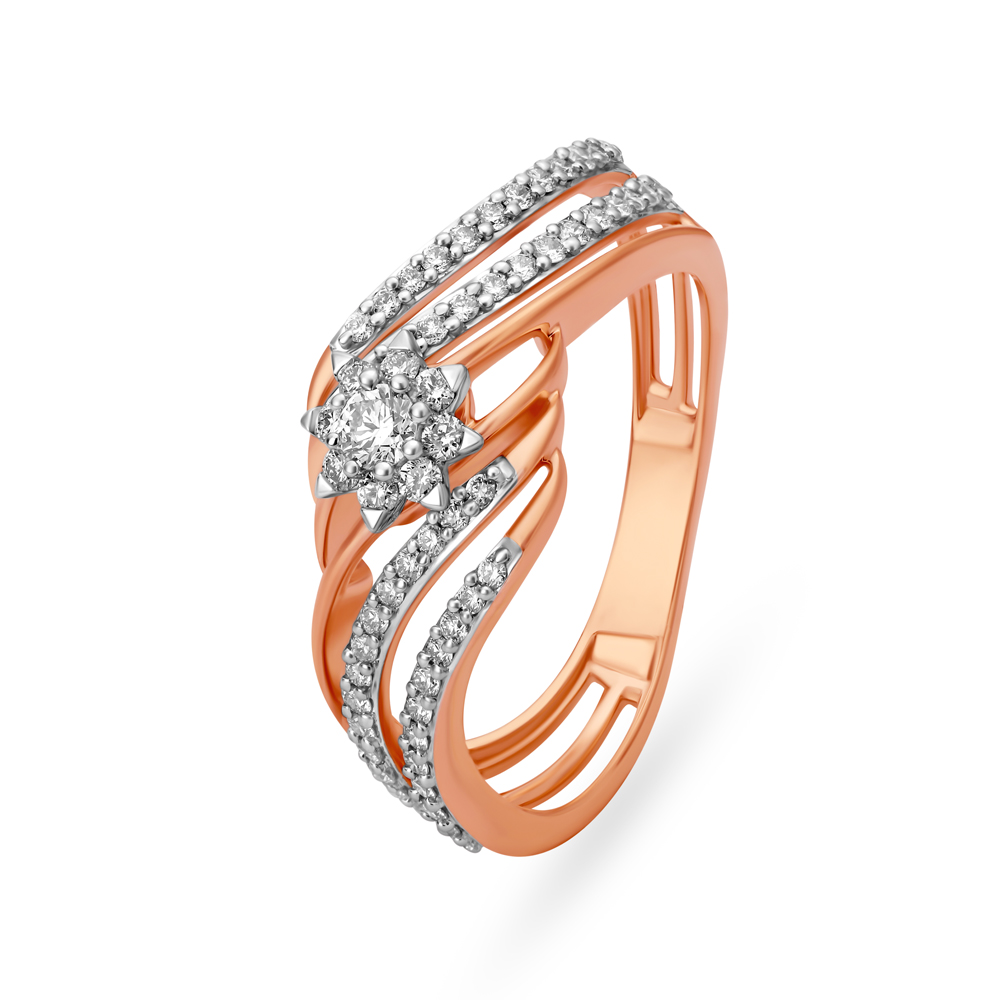 Rosy Ripple Diamond Ring