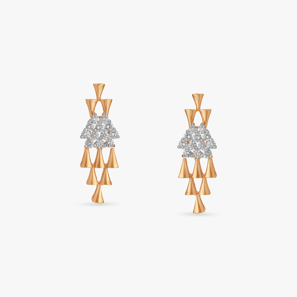Pyramid Cascade Diamond Drop Earrings