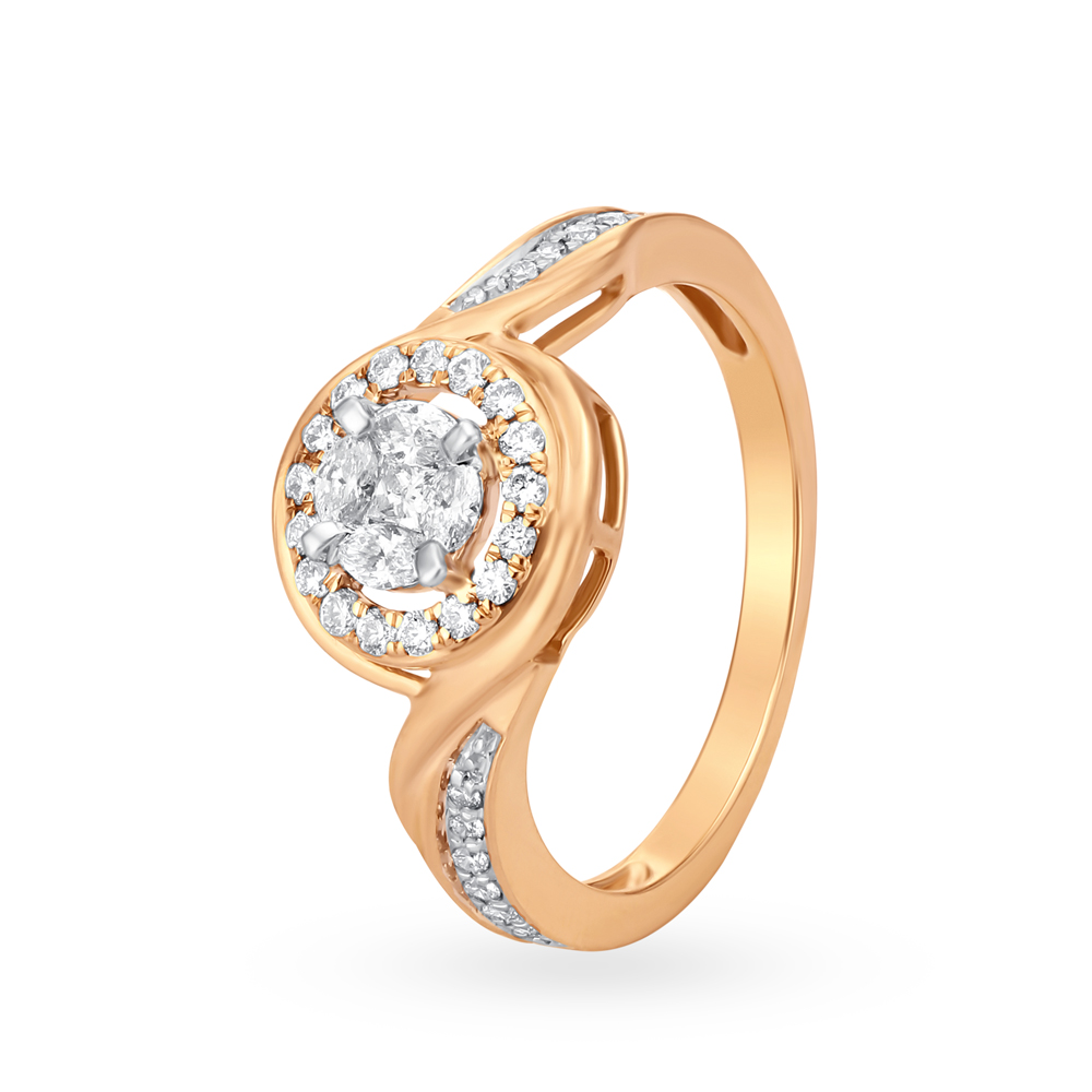 Sophisticated 18 Karat Rose Gold And Diamond Cluster Ring