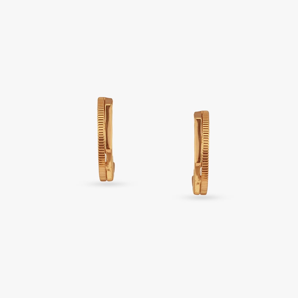 Textured Arc Gold Stud Earrings