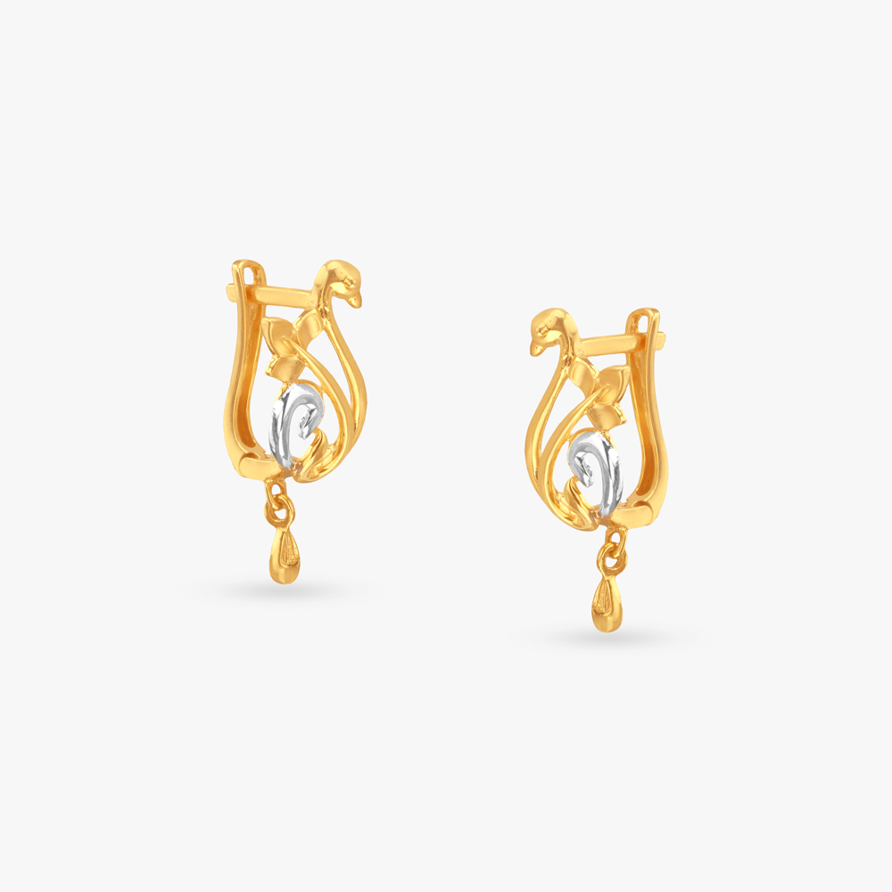 Swan Embrace Gold Hoop Earrings