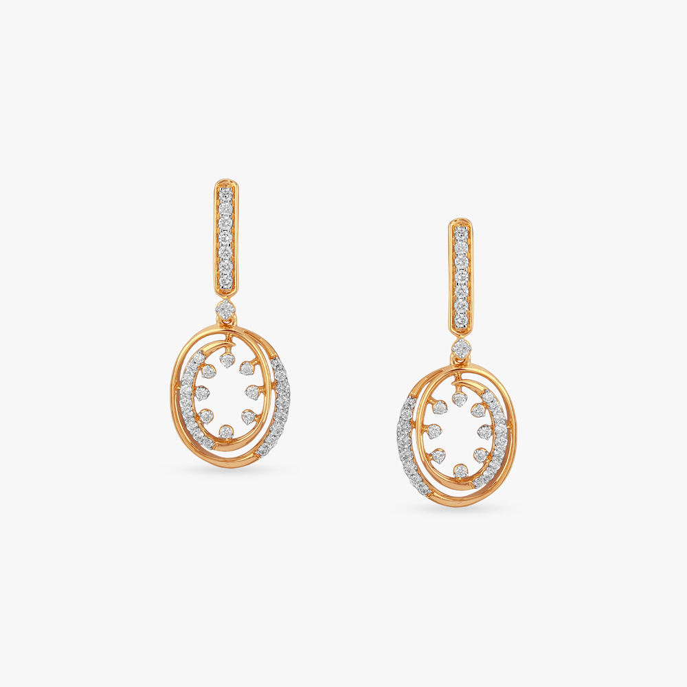 Shimmering Halo Diamond Drop Earrings