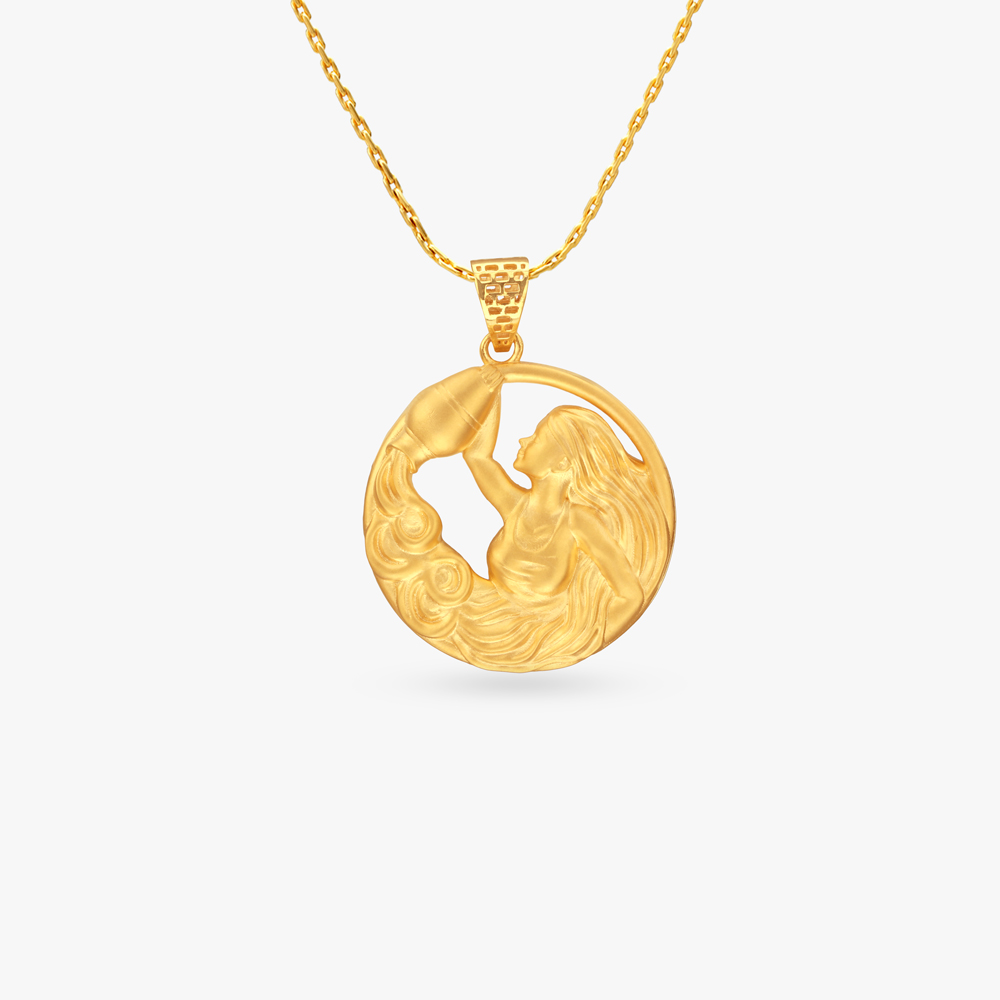 Aquarius Zodiac Gold Pendant