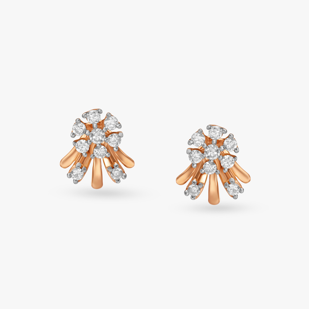 Blooming Elegance Diamond Floral Stud Earrings