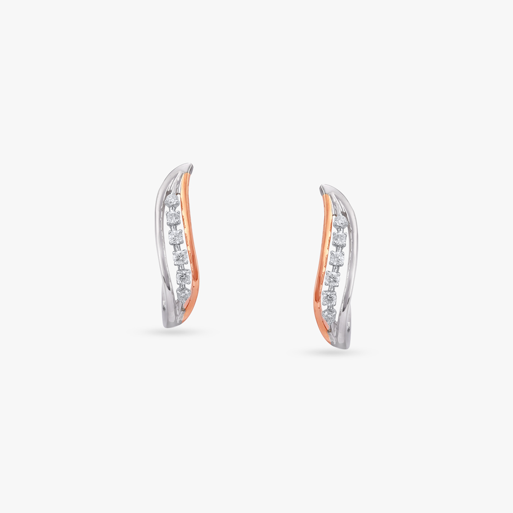 Sculpted Flick Diamond Stud Earrings