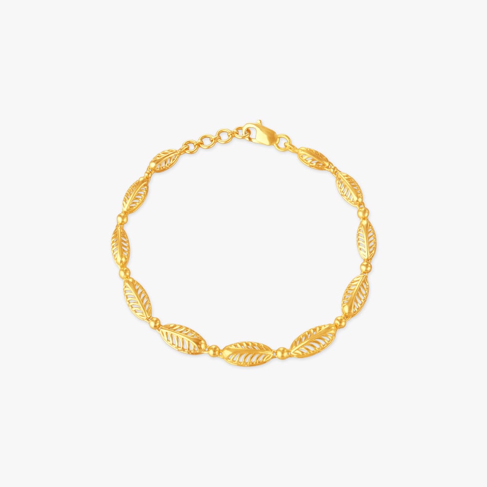 Carved Leaf Gold Bracelet