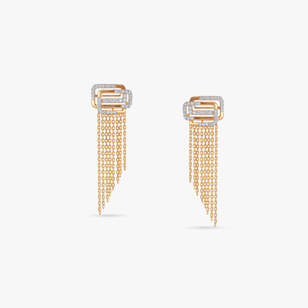 Shimmering Links Diamond Drop Earrings