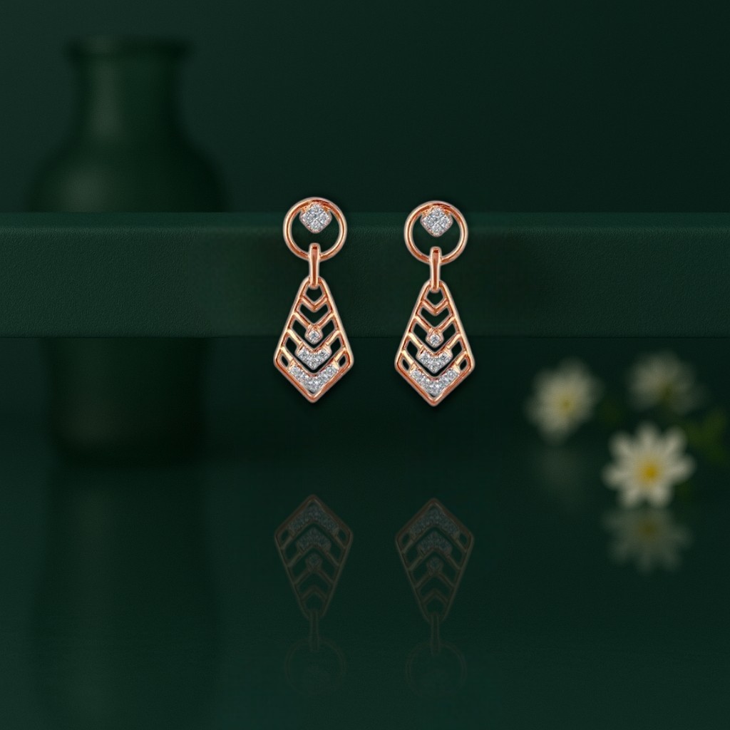 Geometric Gleam Diamond Drop Earrings