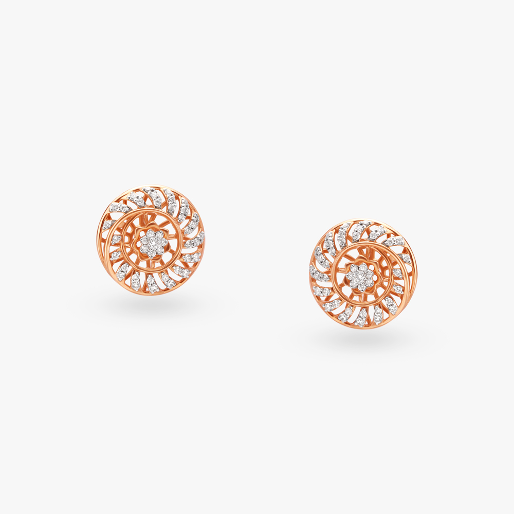 Spiral Diamond Stud Earrings