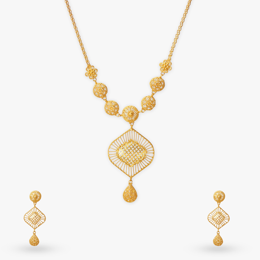 Lattice Glory Gold Necklace Set