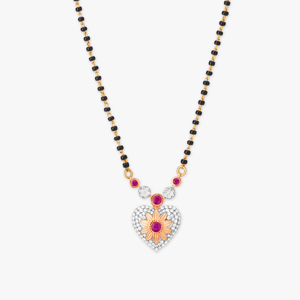 Golden Floral Diamond Mangalsutra