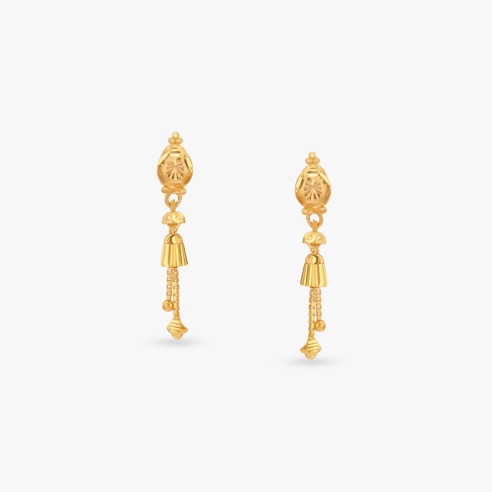 Sculpted Tassels Gold Drop Earrings