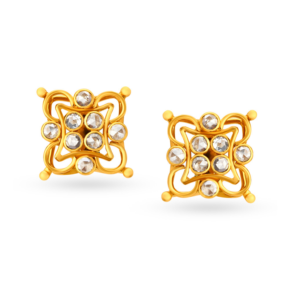 

Winsome Unique Pattern Gold Stud Earrings